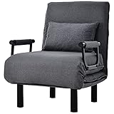 YU YUSING 3 in 1 Schlafsessel Klapsessel Bettsessel mit Armlehnen und Kopfkissen, Sofabett Klappbar, Schlafsofa Klappbett Gästebett mit Klappmatratze, Klapsofa für Wohnzimmer, 150 kg belastbar (Grau)