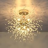 Rayofly Moderne Kristall Deckenleuchte, Feuerwerk Kronleuchter, Golden Deckenleuchten, Dimmbare Pendelleuchte, 8 G9, Lampe für Wohnzimmer, Schlafzimmer, Esszimmer, Küche, Flur