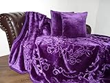 Natur-Fell-Shop 3tlg. Set Luxus Kuscheldecke Tagesdecke Decke lila/violett 160x200cm+ 2 Kissen 40x40cm
