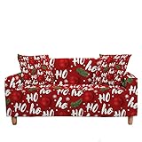 Mateju Sofabezug Stretch Antirutsch Sofaüberwürfe 1/2/3/4 Sitzer, Weihnachts Ecksofa Spannbezug L Form Sofa Couchbezug Sesselbezug für Wohnzimmer Wohnkultur (Weihnachtskugeln,3-Sitzer 190-230cm)