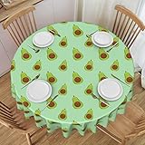Süße grüne Avocado-runde Tischdecke 60 Zoll für drinnen und draußen, wasserdichte Tischdecke, dekorativ für Küchen-Esstisch, Partys und Camping