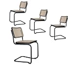 Holm Freischwinger 4er Set Schwarz lackiert - Naturgeflecht