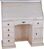 MiaMöbel Sekretär Old White 124x125x58 cm Mexico Möbel Landhausstil Massivholz Pinie Weiß