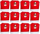 Novaliv 12er Set Stuhlhussen Weihnachten I Rot I Schneemann I Stuhlbezug Weihnachten Deko Weihnachtsmütze Stuhlüberzieher Bezug Stuhl