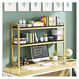 GRFIT Bücherregale 2-Tier Regal Office Desktop Offene Holz-Regale Rustikal Modern, Metall und Holz-Art-Bücherregal Bücherregale Standregal (Color : Schwarz, Size : 75cm)