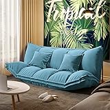 Lazy Sofa, verstellbare Bodenmatte, klappbares Schlafsofa, 5-Fach verstellbare Bodenliege mit 2 Kissen, Lazy Couch, Schlafsessel für Zuhause, Schlafzimmer, Wohnzimmer, Büro, Hellblau, 180 ×