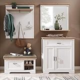 Lomadox Garderoben Set Landhaus in Pinie weiß mit Artisan Eiche - Breite: 210 cm