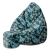 DreamRoots Bean Bag 80x80x120cm - Sitzsack mit Lehne und Hocker und Bezug - Sitzkissen Boden - Chill Sack - Bubibag Sitzsack - Sitzsack mit Füllung - Sitzsack Erwachsene mit Füllung M-Dunkle Blum2