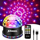 Discokugel, SOLMORE LED Discokugel Discolicht Party Lampe mit Fernbedienung USB Kabel, RGB Disco Lichteffekte Partylicht 7 Farben 6 Lichtmodi Musikgesteuert für Halloween Weihnachten Party