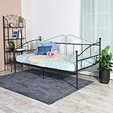 H.J WeDoo Metall Tagesbett Bettsofa Schlafsofa Einzelbett Metallbett mit Lattenrost, für Gästezimmer Schlafzimmer Kinderzimmer Wohnung(Schwarz)