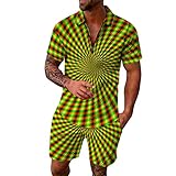 Borat Anzug Für Mens Fag Fashion Leisure Seaside Beach Holiday 3D-Digitaldruck Reißverschluss Kurzarmhemd und Shorts Anzug Zweiteiler Anzug Herren Komplett