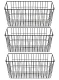 Sanno Bauernhaus Organizer Aufbewahrung Bins Große Organizer Bins Durable Metallkorb Pantry Organizer Lagerbehälter Körbe für Küche, Gefrierschrank, Badezimmer, Schränke Schwarz - 3 Set