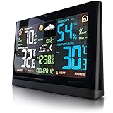 Brandson Funk Wetterstation mit Farbdisplay - mit Außensensor - DCF Empfangssignal Funkuhr - Innen- und Außentemperatur - relativer Luftdruck - Barometer - Temperaturtrend – Lichtsensor - LCD-Display