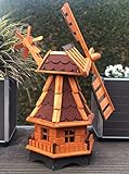 DARLUX dekorative Garten-Windmühle aus Holz kugelgelagert Braun Größen (Rot L)