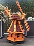 DARLUX dekorative Garten-Windmühle aus Holz kugelgelagert Braun Größen (Rot L)