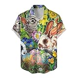 T-Shirt 3D-Osterdrucke Herren-Kurzarm-Revershemden Druckhemden Herrenhemden Lässige Oberteile Herren Hemd Modern (5-Grün,5-Grün)