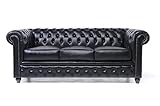 The Chesterfield Brand Chesterfield Sofa Brighton 3 Sitzer | 100% Leder, handgefertigt, Original Chesterfield | Breite 200 cm (Schwarz)