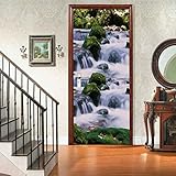 3D Tür Wandaufkleber Selbstklebender Türaufkleber Türposter Türtapete Türbild Türkunst Türfoto Wasserfall Flussfelsenlandschaft 90 X 210 Cm Für Wohnzimmer Schlafzimmer Badezimmer Küchentür Dekoration