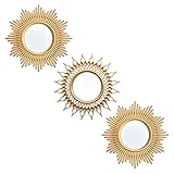 Kleine Wandspiegel Dekorative Wohnzimmer 3er Set | Runde Spiegel für Wanddekoration Schlafzimmer | Kreisspiegel Wanddekoration | Dekorative Spiegel Wohnaccessoires (style0021)
