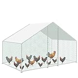 Faobureim Hühnerstall 3x2x2m, XL Hühnerhaus Freilaufgehege mit Sicherheitsschloss, Wasserdichtem PE-Sonnenschutz und Robuster Stahlrahmen, ideal für Hühner und Weitere Kleintiere