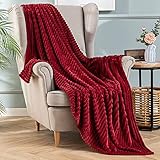 MIULEE Kuscheldecke Fleecedecke Flanell Decke Einfarbig Wohndecken Couchdecke Flauschig Überwurf Mikrofaser Tagesdecke Sofadecke Blanket Für Bett Sofa Schlafzimmer Büro 50x60Inch 125x150cm Weinrot