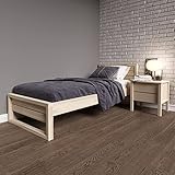 Holzbett Graatsia 90x200 mit Rollrost, Hölzernes Kopfteil, Einzelbett, Kinder-und Erwachsenenbett, einfach zu montieren, Skandinavischer Stil