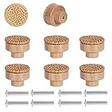 HIQE-FL Holz Tür Schubladengriffe,Möbelknöpfe,Runde Holzknöpfe,Knauf Für Schränke,Runde Holzknöpfe Schrank,Schrankknöpfe Mit Schrauben,Möbelgriff Aus Holz(8 Stück)
