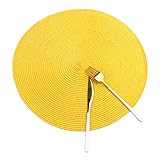 SWECOMZE 6er Set Platzsets Rund Tischsets Abwaschbar Hitzebeständig Platzdeckchen Gewebt 38cm Baumwolle Platzsets für Küche, Party, Hochzeit (Gelb)