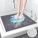 Duschmatte rutschfest, 60 x 60 cm Weich Komfort Sicherheits Badewannenmatte, Antibakterielle Badematte mit Ablauflöchern, Antirutschmatte Dusche für Badewanne und Nassbereiche