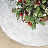 SALCAR Weihnachtsbaum Decke Weiß, 120 Weihnachtsbaumdecke Rund Weißer Plüsch Christbaumdecke, Weihnachtsbaum Rock für Weihnachtsdekoration, Neujahr, Party und Hochzeit