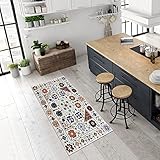 Pasha Home Küchenteppich 80x200 cm Mosaic bunt/Küchenläufer waschbar bei 30°C/Küchenläufer rutschfest und pflegeleicht/Teppich für Küche, Flur, Schlaf- oder Wohnzimmer