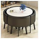 Esstisch Set, Nordische moderne Tische und Stühle, Balkon, Wohnzimmer, Esstisch, Kombination, Schönheitssalon, Freizeittisch, einfacher runder Tisch und Stühle aus Massivholz, Café, Dessertladen, Kond