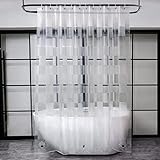 EurCross Transparent Duschvorhang 180x200 mit Geometrisch 3D Muster, Wasserdicht Duschvorhänge für Badezimmer mit 3 Stärkeren Magnete Unten, Eva Plastik Antischimmel Badvorhang mit 12 Haken