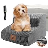 Zvonema ZNM wasserdichte Hundetreppe 2 Stufen,Waschbar Leiter Haustiertreppe für Kleine Hunde und Katzen, Abnehmbare Haustierleiter Tragbar Katzentreppe für Sofa Bett, Senden 1 Fusselrolle