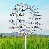 SUOMO Magische Metall-Windmühle, 3D Metall Solar-Wind-Spinner Windfänger, Kinetische Skulptur Garten Deko, Windmühle für den Hof und die Gartenkunst im Freien, Terrasse, Rasen Dekoration, Multicolor