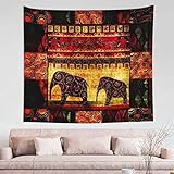 Afrikanischer Elefant Patchwork Wandteppich Wandbehang (152,4 x 130,8 cm) Druck Tapisserie für Zuhause Schlafzimmer Wandheim Dekor