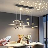 KZT dimmbare LED Pendelleuchte Moderne Hängeleuchte mit Fernbedienung Pendellampe linear Design höhenverstellbar Kronleuchter Lampe 45W Esstischlampe Sekretariat Küche Leuchte Deko Decken Leuchte100cm