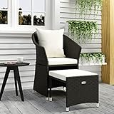 Homgoday 2-TLG. Garten-Lounge-Set mit Kissen Gartensofa Balkonmöbel Gartenlounge Set Balkonset Sitzgarnitur Sitzgruppe für Garten Balkon Terrasse Schwarz Poly Rattan