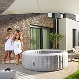 HOME DELUXE - Outdoor Whirlpool - Splash - Betonoptik, ⌀ 208 cm, Höhe 65 cm, 130 Luftdüsen - inkl. Abdeckung, Reparaturset, Filterset | Außen Whirlpool Spa für 6 Personen