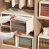 ZPONEED Stapelbare Kunststoff Aufbewahrungsbox, Kleiderschrank Aufbewahrungsbox, Lagerkisten Schublade Aufbewahrungskorb mit Griff und Klaren Flip-Deckel Türen, Plastik Aufbewahrungsboxen