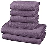 Amazon Basics - Handtuch-Set, schnelltrocknend, 2 Badetücher und 4 Handtücher - Lavendelviolett, 100 Prozent Baumwolle