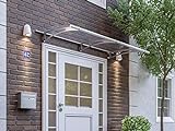 SCHULTE Vordach Haustür Überdachung 200x95 cm Edelstahl rostfrei Acrylglas durchgehend und transparent Pultvordach LT-Line