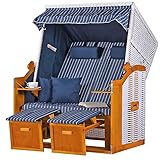 bene living Strandkorb Ostsee - gestreift/blau - PE weiß