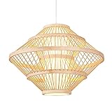 LQZCXMF Pendelleuchte Aus Natürlichem Bambusholz Rustikaler Vintage-Stil Lampenschirme Aus Korbgeflecht, Handgewebt, Zum Aufhängen Dekorativer Kronleuchter Für Restaurant, Café, Schlafzimmer, Eingang
