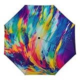 BNSSJAVS Automatik Regenschirm Taschenschirm, Reisen und Automatischer Regenschirm Kompakt, Sturmfest Regenschirm mit 8 Streben, lLeicht, Stark, Bunte Kunstmuster