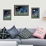 Bodhi2000 Wall Sticker, 3 Stück/Set Mond-Baum-falscher Rahmen Wandkunst Gemälde Abnehmbare Wandaufkleber für Wohnzimmer Schlafzimmer Dekor