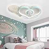 LAJUU Deckenventilatoren Mit Lampen, Reversibler Winter-/Sommermodus Deckenventilator Kronleuchter Verstellbar Drei Farben Deckenleuchten Mit Lüfter 6 -Speed -Stummschaltung Für Kids Room Lounge/Blau/