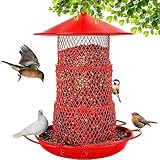 Wildvogel-Futterspender Für Den Außenbereich, Hängende, Eichhörnchensichere Vogelfutterspender Aus Metall, 3-Stufiger Einziehbarer Futterspender, Kausicher