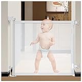 Einziehbares Babygitter,180x86 cm Extra Breites Sicherheitsgitter für Baby und Haustier,Treppenschutzgitter für Babyschutzgitter für Kinder,Treppengitter für Baby/Haustiere,Weiß