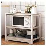 Regale Aus Edelstahl, Mit Geländern Mikrowellenherd Rack 3-Tier Heavy Duty Unit Ofen Regal für Küche Commercial Office Garage (Farbe : Natural, Größe : 60x30x66cm)